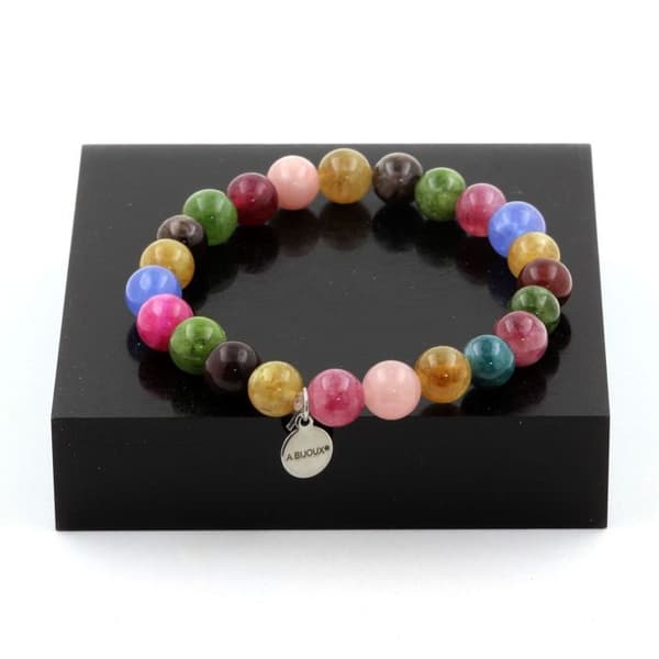 Armband - ABIJOUX - Multicolor turmalin - 8mm - Tillverkad i Frankrike - Längd 19-20 cm
