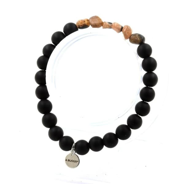 Armband - A Bijoux - Andalousit USA - Matt svart Onyx pärlor 8 mm - Längd 19-20 cm - Tillverkad i Frankrike