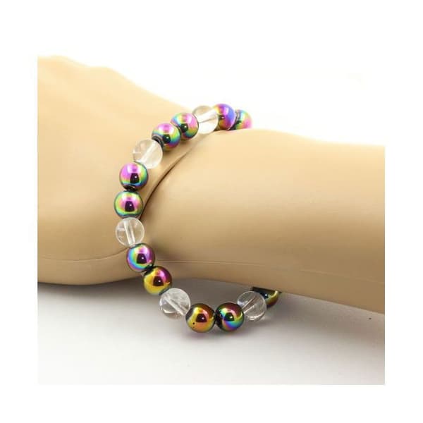 Armband - ABIJOUX - Kvarts + Hematite - 8 mm - Flerfärgad - Tillverkad i Frankrike