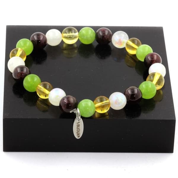 Armband - ABIJOUX - 8 mm - Citrin, Granat, Månstens, Peridot - Tillverkat i Frankrike - Unisex