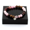 Miniatyrbild 1 av 6: Stenar och mineraler. Pink Opal Beads Armband + Red Tiger Eye + Pink Quartz + wood Made in France.