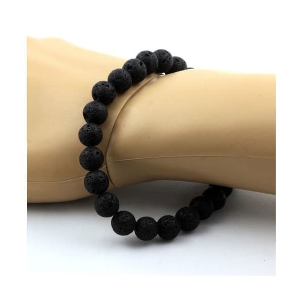 Armband - ABIJOUX - Lava Perlor 8 mm - Svart - Tillverkad i Frankrike - Unisex