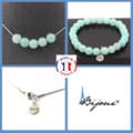 Miniatyrbild 1 av 4: Stenar och mineraler. Smyckesset Armband Halsband 5 Amazonite-pärlor 8 mm. Kedja i anpassningsbar storlek.