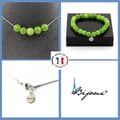 Miniatyrbild 1 av 4: Stenar och mineraler. Smyckesset Armband Halsband 5 Peridot Beads 8 mm. Stålkedja Anpassningsbar storlek.