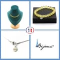 Miniatyrbild 1 av 4: Stenar och mineraler. Smyckesset Armband Halsband 10 citrinpärlor 8 mm. Stålkedja Anpassningsbar storlek.