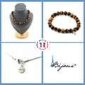Miniatyrbild 1 av 4: Stenar och mineraler. Smyckesset Armband Halsband 20 Tiger Eye Beads 10 mm. Kedja Anpassningsbar storlek.