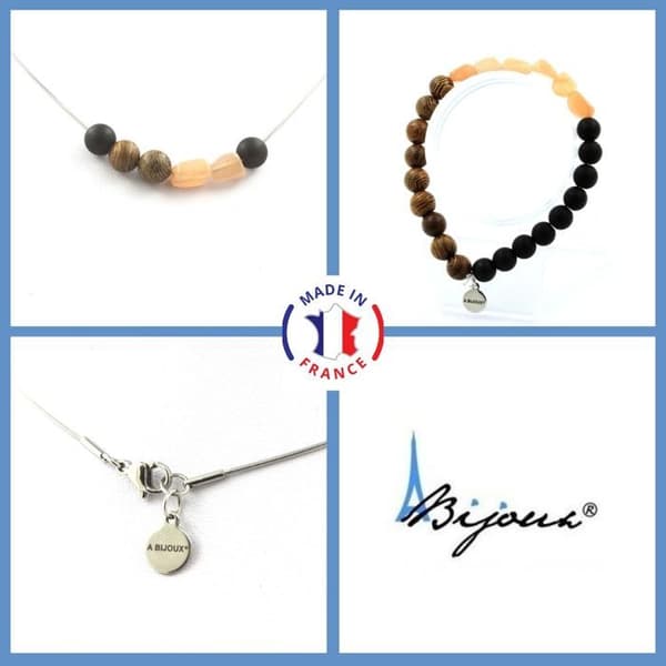 Stenar och mineraler. Smyckesset Armband Halsband Sunstone Beads från Tanzania + Anpassningsbar storlek.