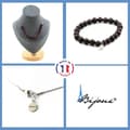 Miniatyrbild 1 av 4: Stenar och mineraler. Smyckesset Armband Halsband 15 granatpärlor 8 mm. Stålkedja Anpassningsbar storlek.