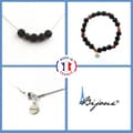 Miniatyrbild 1 av 4: Stenar och mineraler. Smyckesset Armband Halsband 8 mm Lava Beads + Granat Anpassningsbar storlek.