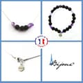 Miniatyrbild 1 av 4: Stenar och mineraler. Smyckesset Armband Halsband 8 mm Lava Beads + Ametist from Brazil. Anpassningsbar storlek.