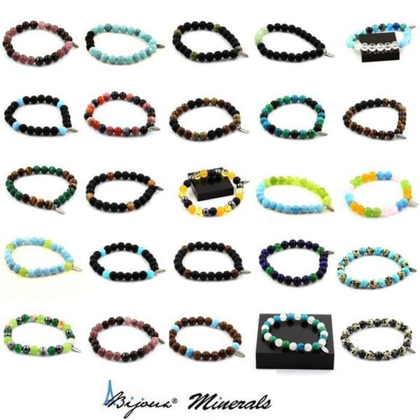 Armband - Ett Bijoux - Agat Bambublad - 8 mm - Tillverkat i Frankrike - Anpassningsbar storlek