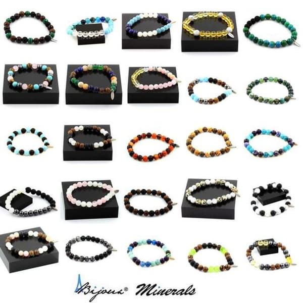 Armband - Ett Bijoux - Agat Bambublad - 8 mm - Tillverkat i Frankrike - Anpassningsbar storlek