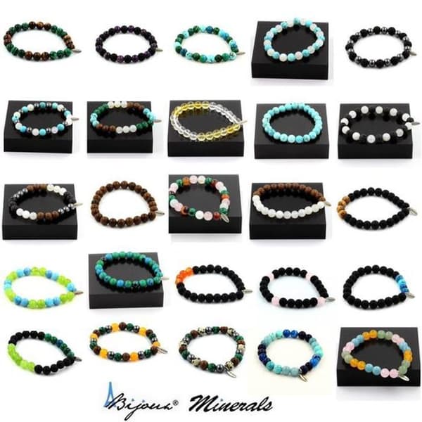 Armband - Ett Bijoux - Agat Bambublad - 8 mm - Tillverkat i Frankrike - Anpassningsbar storlek