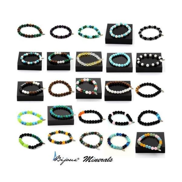 Armband - Ett Bijoux - Agat Bambublad - 8 mm - Tillverkat i Frankrike - Anpassningsbar storlek