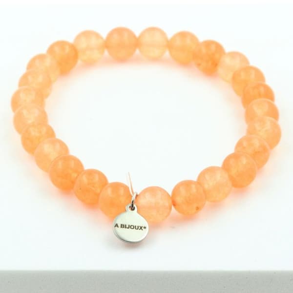 Armband - A Bijoux - Orange kalcedon - 8 mm - Tillverkad i Frankrike - Anpassningsbar storlek