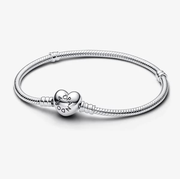 Pandora 590719 sterlinghopearannekoru sydänlukolla 20 cm