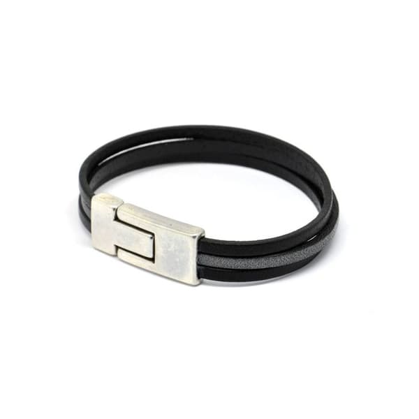 Armband - MAGNUM - Elitic 3 Läder - Svart och grå - Storlek M - Magnetlås