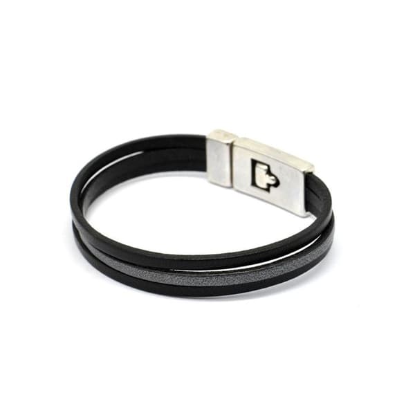 Armband - MAGNUM - Elitic 3 Läder - Svart och grå - Storlek M - Magnetlås