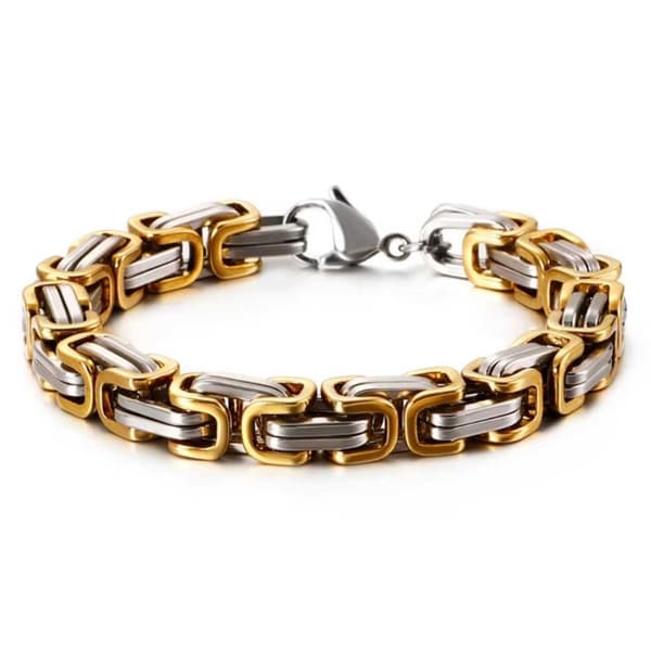 Kejsarlänk Armband Viking Stål Valbar Storlek Tvåfärgad Guld Silver