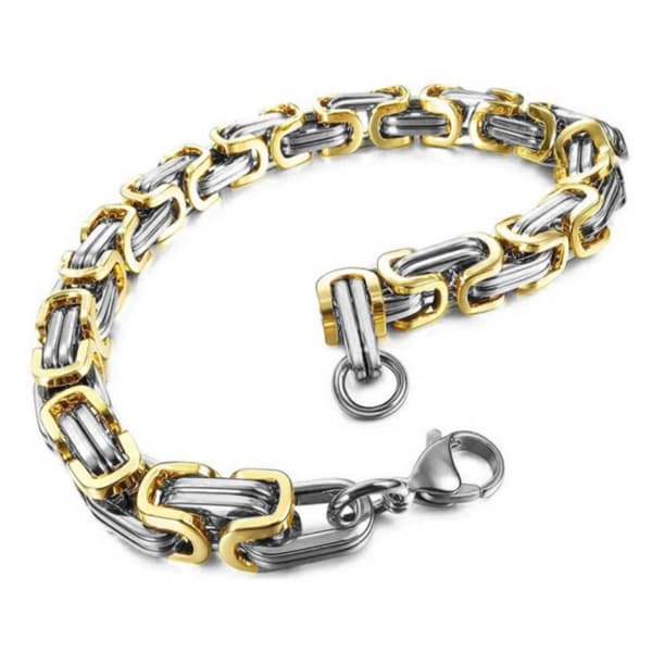 Kejsarlänk Armband Viking Stål Valbar Storlek Tvåfärgad Guld Silver