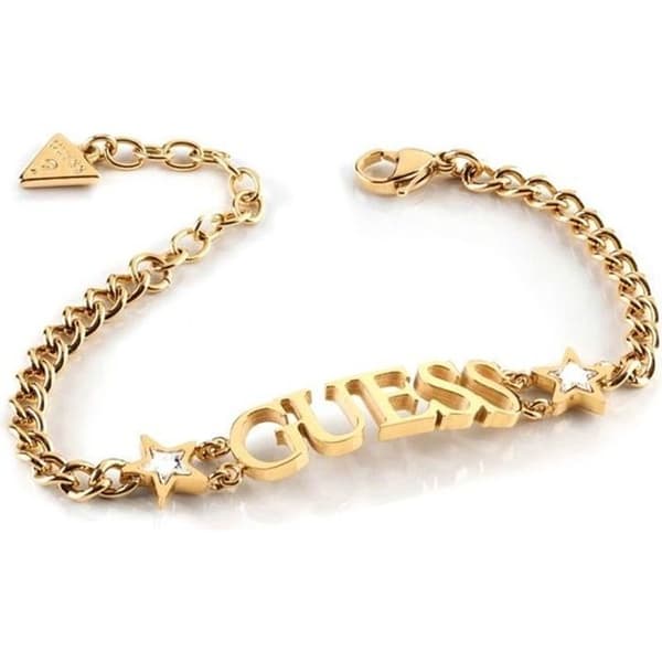 GUESS Armband A Star is Born UBB70076-S guld rostfritt stål Swarovski logotyp pläterade svängda stjärnor