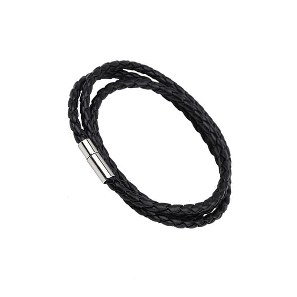 INF Svart läderarmband med kopparföljare