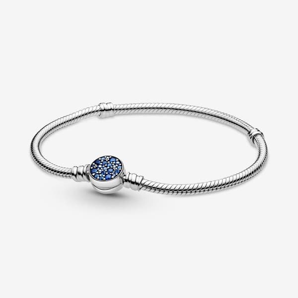 Pandora Moments kimalteleva sininen levysolki käärmeketjurannekoru 20 cm