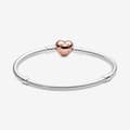 Miniatyrbillede 3 af 4: Pandora Moments Pave Heart Lock Snake Chain Armbånd 16 cm