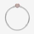 Miniatyrbillede 2 af 4: Pandora Moments Pave Heart Lock Snake Chain Armbånd 16 cm