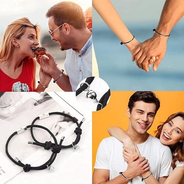 2st magnetiska pararmband för kvinnor män, löften om evig kärlek Justerbara smyckengåvor till älskare Pojkvän Bästa vän