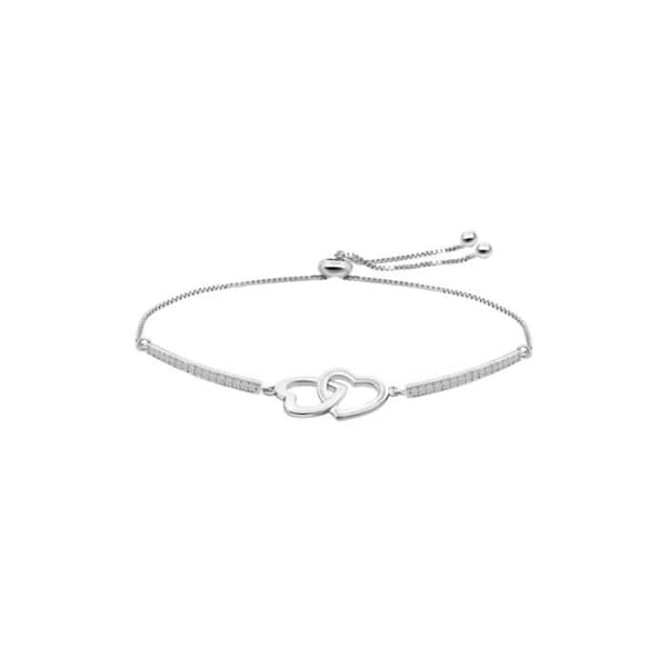 Lotus Silver silverhjärta och strassarmband för kvinnor - Moments Range