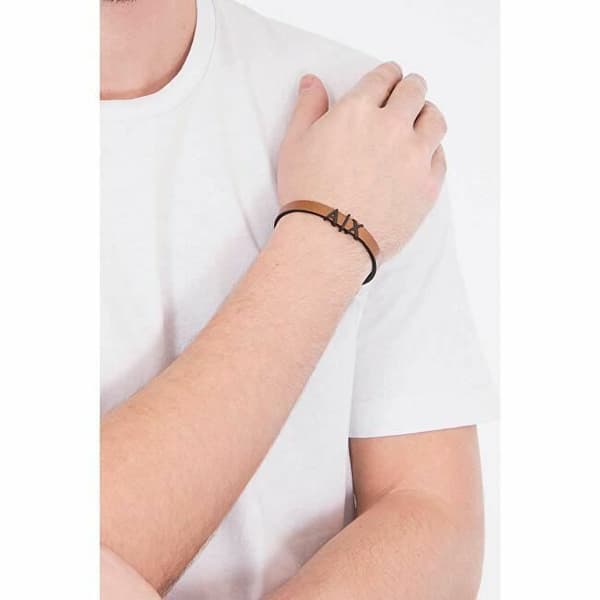 Armband - ARMANI EXCHANGE - AXG0054001 - Läder - Brun - För Herr