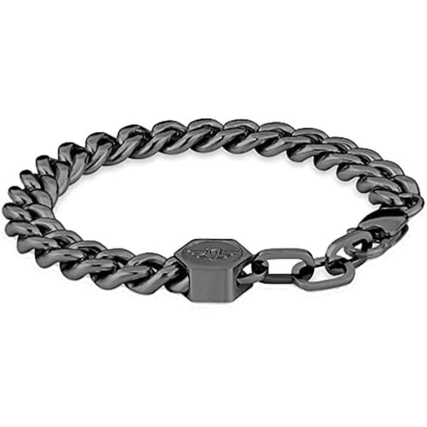 Armband - POLIS - Rostfritt stål - Silverfinish - Längd 190 mm - Färg Svart