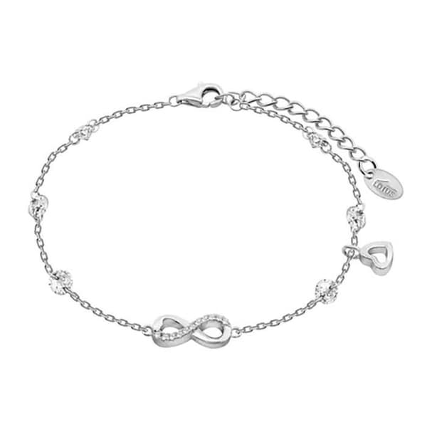 Armband - Lotus - Silver Infini - Hjärta hängsmycke - Zirkoniumoxid - 19 cm