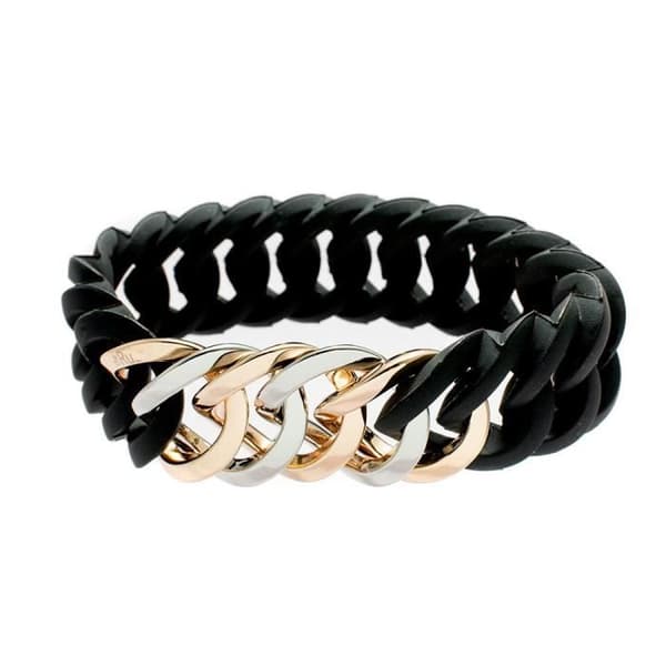 Armband - TheRubz - 100178 - Svart och Grå - Rostfritt stål - Silikongummi
