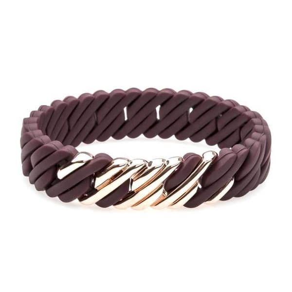 ARMBAND - THE-RUBZ - 15-100-510 - Silikon - Rostfritt Stål - Brun-Guld-Rosé