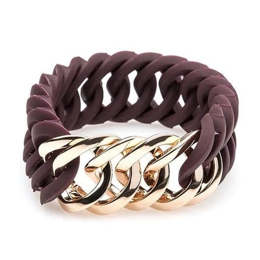 Armband - La Rubz - 100467 - Rostfritt stål - Silikon - 19 cm - Purpurrosa