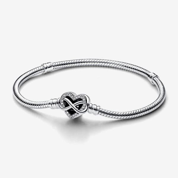 Pandora Moments Sparkling Infinity Sydänsolki Käärmeketjurannekoru 18 cm