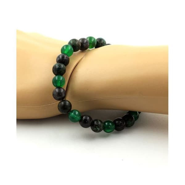 Armband i naturstenar - ABIJOUX - Afrikansk Turkos - Labradorit - Grön Agat - 19-20 cm