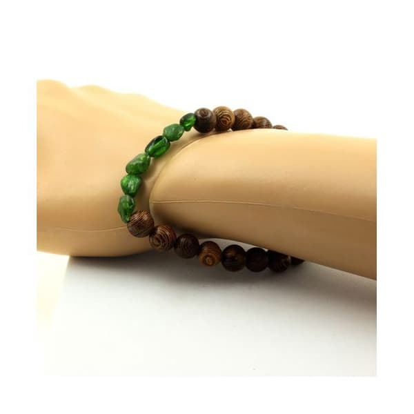 Armband - A Bijoux - Diopsid från Brasilien - Träpärlor 8 mm - Längd 19-20 cm - Både för män och kvinnor