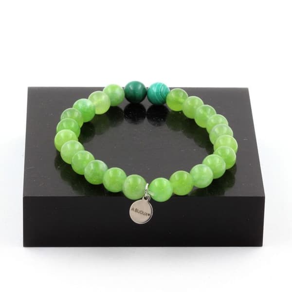 Armband i äkta stenar - ABIJOUX - Kongomalachit - Peridot 8 mm - Grön - Längd 19-20 cm