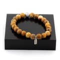 Miniatyrbild 1 av 3: Stenar och mineraler. Landskap Jaspis + Howlite Beads Armband 8 mm. Tillverkad i Frankrike.
