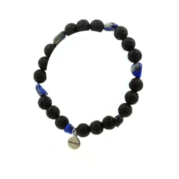 Armband - ABIJOUX - Lapis Lazuli - Lavaperlor 8 mm - 19-20 cm - Unisex - Tillverkad i Frankrike