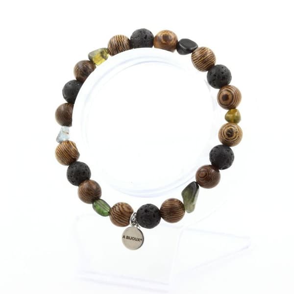 Armband - A Bijoux - Multicolor turmalin - Lava pärlor - Trä - 8 mm