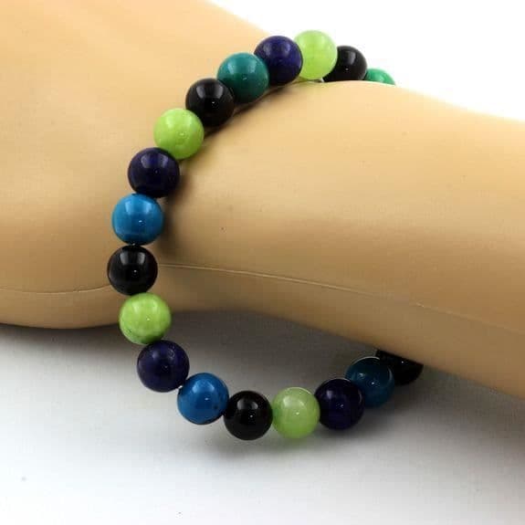 Armband - Ett Bijoux - Lapis Lazuli - Chrysokol - Pärlsten - Svart agat 8 mm