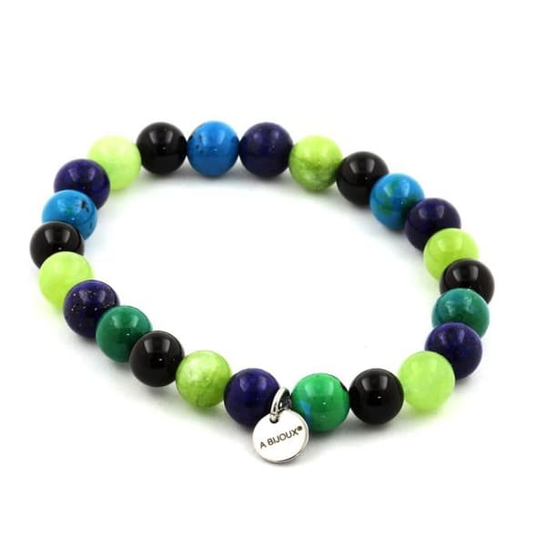 Armband - Ett Bijoux - Lapis Lazuli - Chrysokol - Pärlsten - Svart agat 8 mm