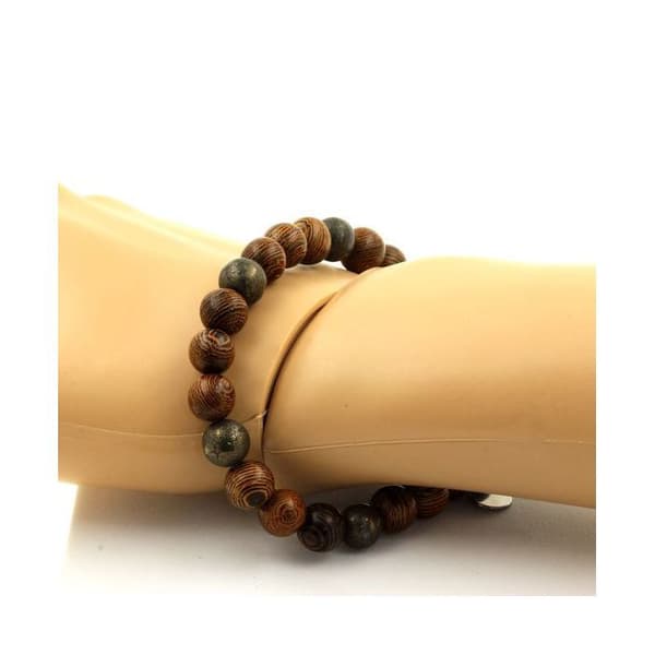 Armband - En Bijoux - Pyrit från Sydafrika - Trä - 8 mm - Längd 19-20 cm