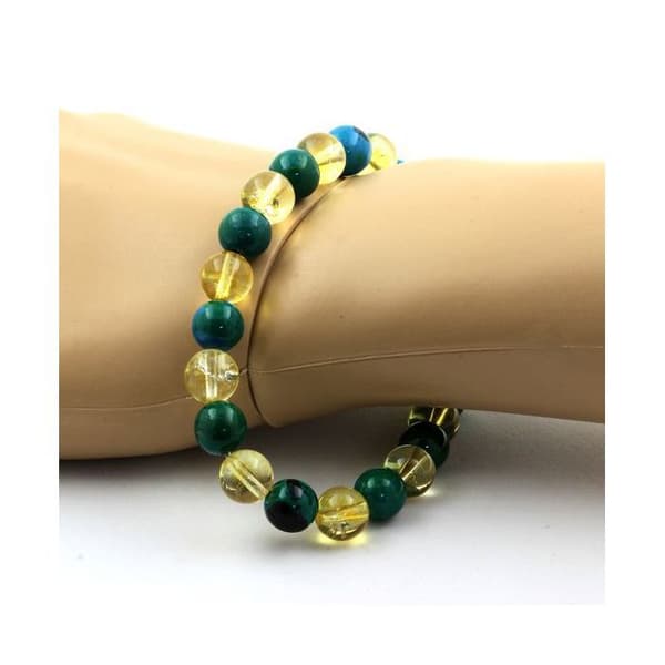 Armband - ABIJOUX - Krysokoll och Citrin - 8mm - Tillverkad i Frankrike - Unisex