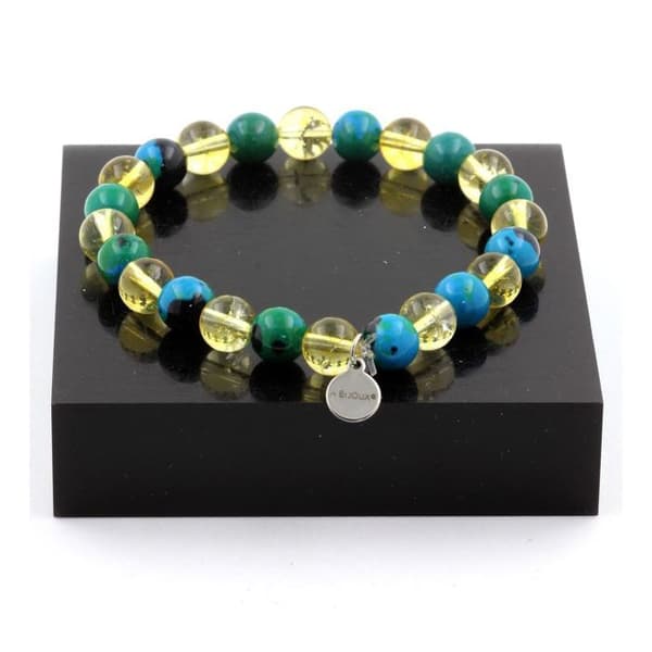 Armband - ABIJOUX - Krysokoll och Citrin - 8mm - Tillverkad i Frankrike - Unisex