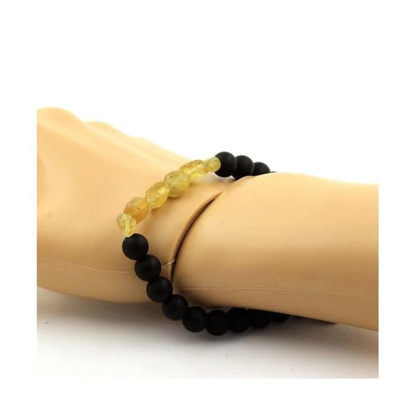Armband - En Bijoux - Gul Apatit + Svart Onyx - 8 mm - Längd 19-20 cm - Unisex